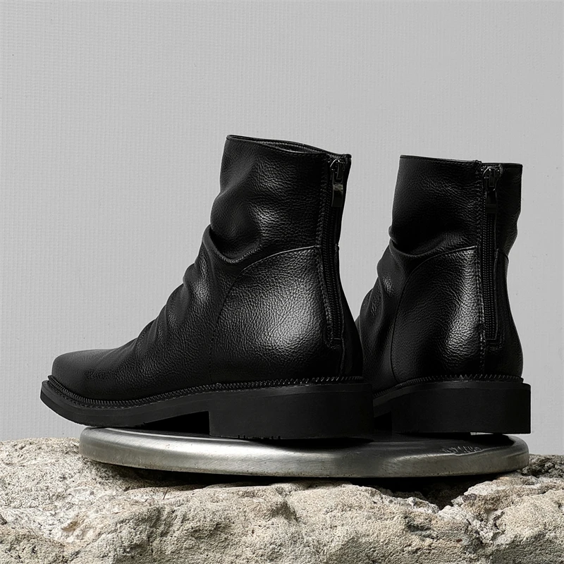High Quality Ankle Boots Men Leather Winter Vintage Soft Leather High Top British Style Zipper Wedding Dress Business Mens Boots - Image 6