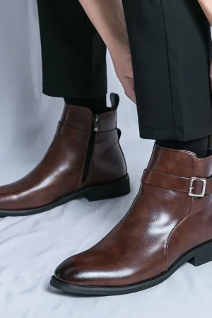 New Autumn Spring Casual Men Leather Shoes Ankle Boots High Quality Fashion Vintage British Tooling Boots Business Chelsea Boots