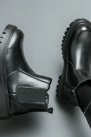 2025 Autumn/Winter new versatile ankle boots thick-soled genuine leather Chelsea boots outdoor high-top riding boots for men