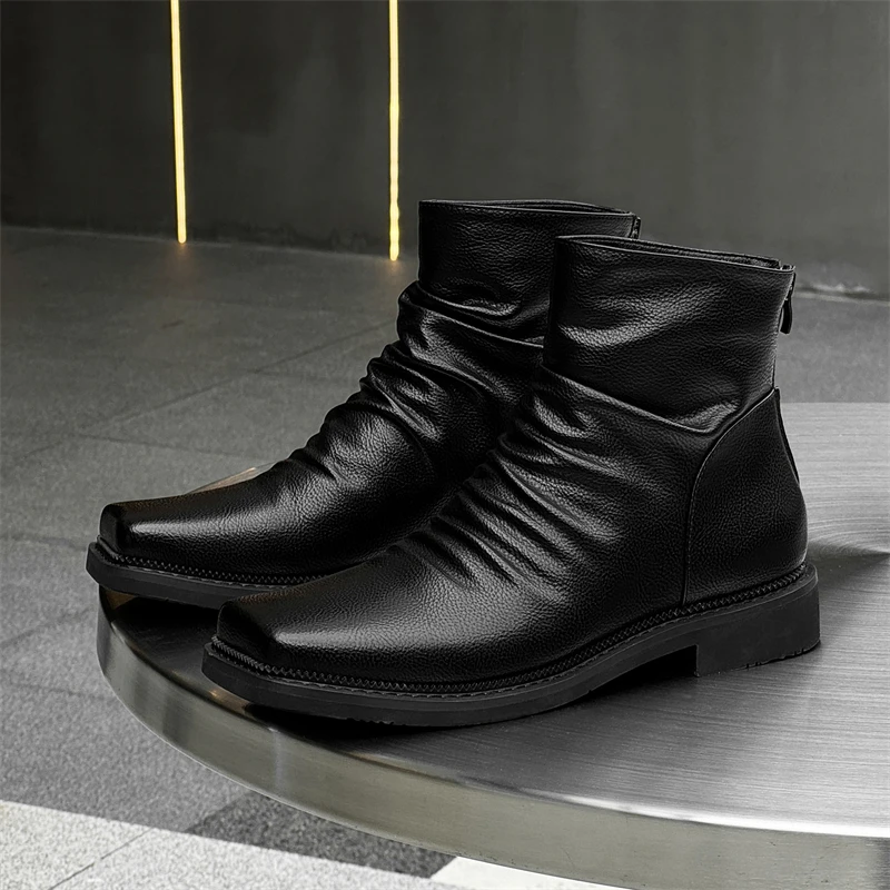 High Quality Ankle Boots Men Leather Winter Vintage Soft Leather High Top British Style Zipper Wedding Dress Business Mens Boots - Image 5