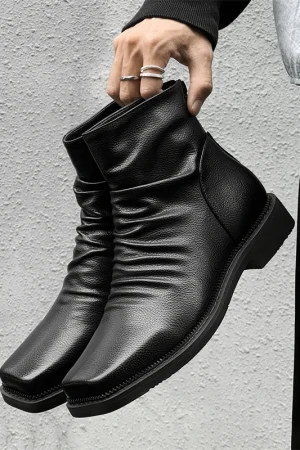 High Quality Ankle Boots Men Leather Winter Vintage Soft Leather High Top British Style Zipper Wedding Dress Business Mens Boots